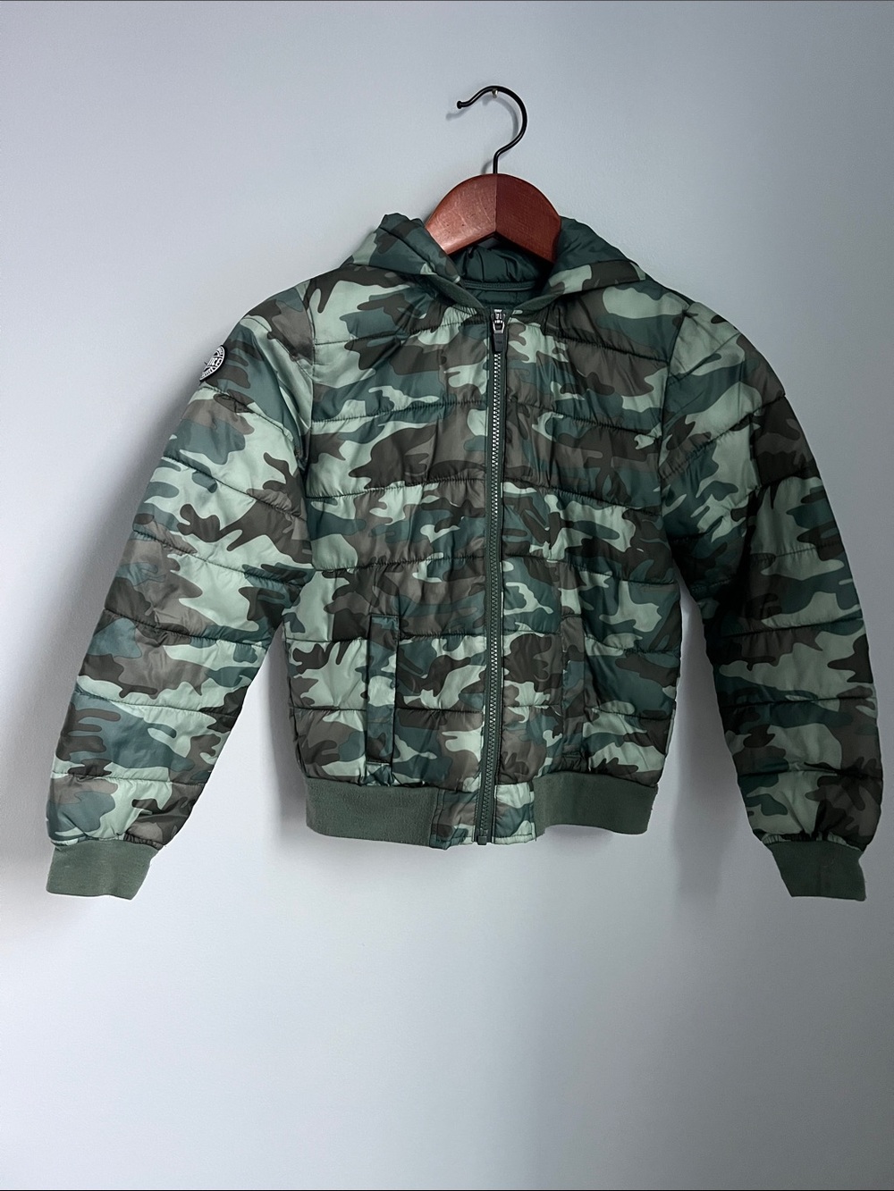 Justice | Kids Green Camo Hooded Puffer Jacket The Coat Collection Size 12